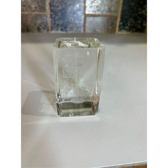 Vintage Bird Cage Bubblegram Glass Paperweight, Vitrograph 3D Laser Etched Glass - Picture 10 of 12